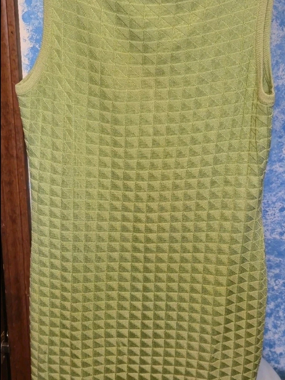 St. John Lime Textured Knit Sleeveless Dress
